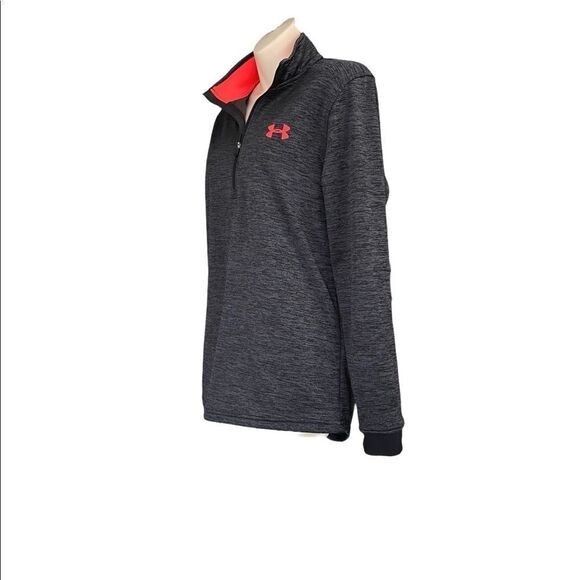 😍2/$20 Under Armour Sz S Grey & Orange Half Zip Coldgear Pullover - Picture 3 of 10